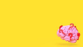 The pink  Brain and red question mark for sci or education concept 3d rendering photo