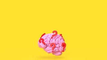 The pink  Brain and red question mark for sci or education concept 3d rendering photo