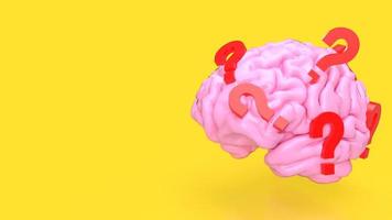 el rosado cerebro y rojo pregunta marca para ciencia o educación concepto 3d representación foto