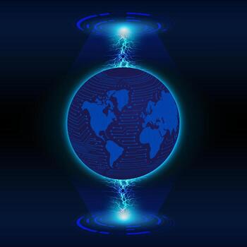 Modern Holographic Globe on Technology Background vector