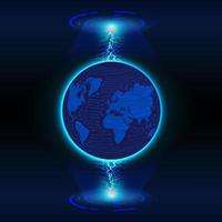 Modern Holographic Globe on Technology Background vector
