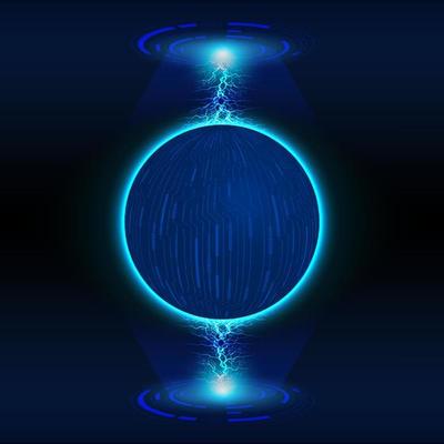 Modern Holographic Globe on Technology Background
