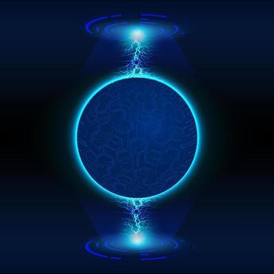 Modern Holographic Globe on Technology Background