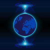 Modern Holographic Globe on Technology Background vector
