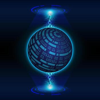 Modern Holographic Globe on Technology Background vector