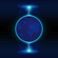 Modern Holographic Globe on Technology Background vector