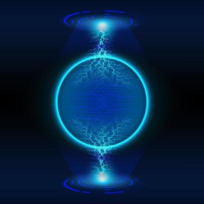Modern Holographic Globe on Technology Background