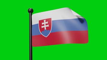 Slovakia Flag Waving in Slow Motion on the green background. 3D Render Flag. National Day Celebration video