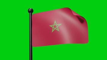drapeau maroc agitant au ralenti sur le fond vert. Drapeau de rendu 3D. célébration de la fête nationale video