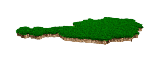 Austria Map soil land geology cross section with green grass png