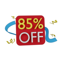 3d illustration of 85 percent discount png