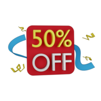 3d illustration of 50 percent discount png