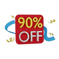 3d illustration of 90 percent discount png