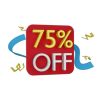 3d illustration of 75 percent discount png