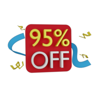 3d illustration of 95 percent discount png