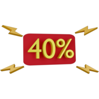 3d illustration alert 40 percent png