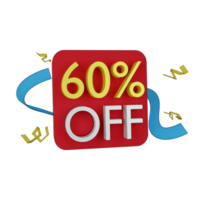 3d illustration of 60 percent discount png