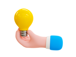 3d minimal problem-solving concept. figuring out a problem concept. reading for getting a new idea. hand holding a lightbulb. 3d illustration. png