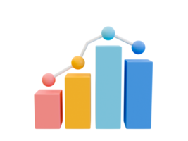 3d blank bar graph template. bar chart mock up. data analysis. colorful statistic bar chart. 3d illustration. png