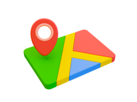 3d minimal map icon. navigation icon. Marking a position. map with a location pin icon. 3d rendering illustration. png