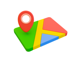 3d minimal map icon. navigation icon. Marking a position. map with a location pin icon. 3d rendering illustration. png