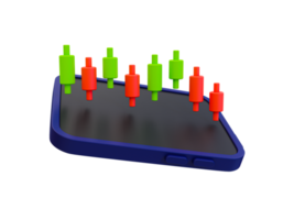 3d minimal handel diagram. stock marknadsföra ner. stock marknadsföra analys. stock marknadsföra faller. läsplatta med en stock marknadsföra Graf. 3d illustration. png