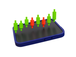 3d minimal trading charts. Stock market rising. Stock market analysis. Stock market soaring. Tablet with a Stock market graph. 3d illustration. png