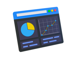 3d mínimo márketing estrategia concepto. negocio análisis. márketing datos análisis. navegador con Estadísticas datos. 3d ilustración. png