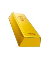 3d realistic fine gold. shiny gold bar. bullion. 3d rendering illustration. png
