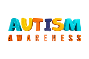 3d rendering of the words autism awareness. png