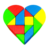 Puzzle in the form of a heart, representing the global movement to raise awareness of autism in 3D rendering. png