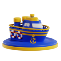 crucero Embarcacion 3d viaje y fiesta ilustración png