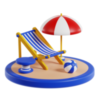 Beach chair 3d travel and holiday illustration png