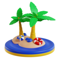 Beach palm tree 3d travel and holiday illustration png