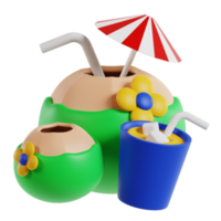 vers kokosnoot strand drinken 3d reizen en vakantie illustratie png