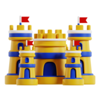 Sand castle 3d travel and holiday illustration png