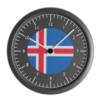 mur l'horloge avec le drapeau de Islande png