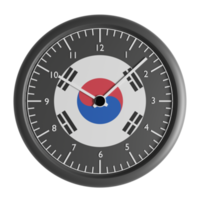 Wall clock with the flag of South Korea png