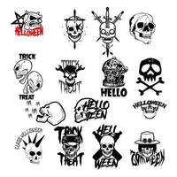 set collection of Head Skull Silhouette halloween icon vector