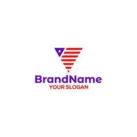 V American Flag Style Logo Design Vector