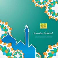 Decorative ramadan mubarak social media greeting vector