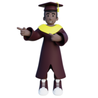 3d illustration of graduated student pointing to the left png