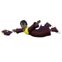 3d illustration de Université étudiant en volant avec mortier png