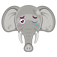 elefante pianto viso cartone animato carino png