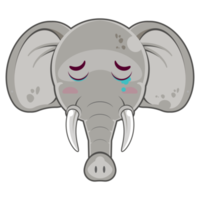 elefante pianto viso cartone animato carino png