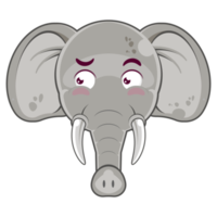elefante sorpreso viso cartone animato carino png
