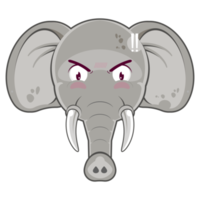 elefante Bravo face desenho animado fofa png