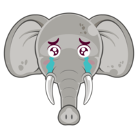 olifant huilen gezicht tekenfilm schattig png