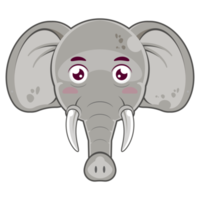 elefante contento viso cartone animato carino png