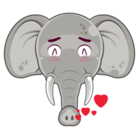 elefante nel amore viso cartone animato carino png